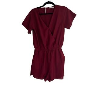 NEW! ReoRia Red Short Sleeve Romper Sheer Size Small